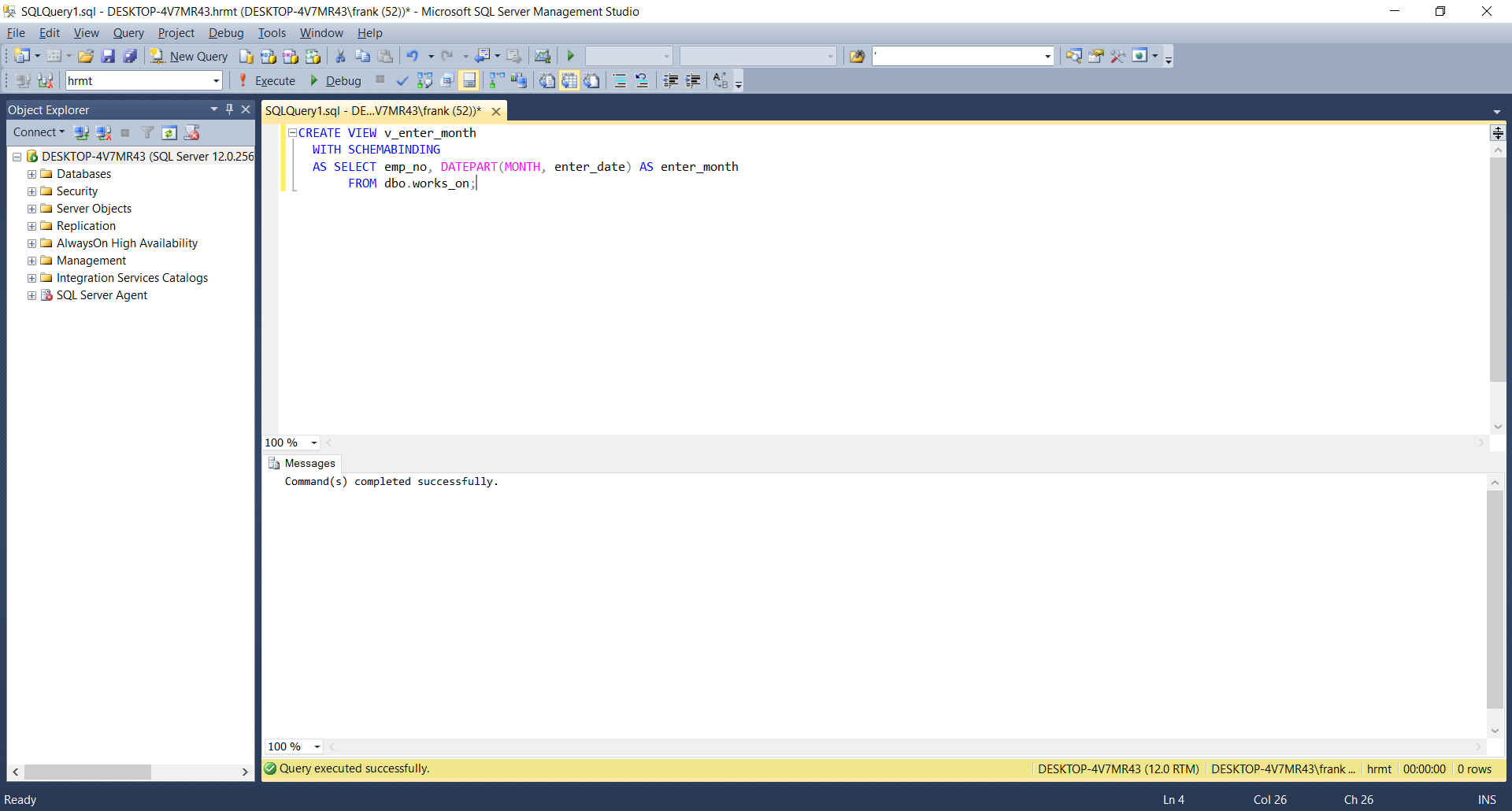 Create Indexed View - First Stage